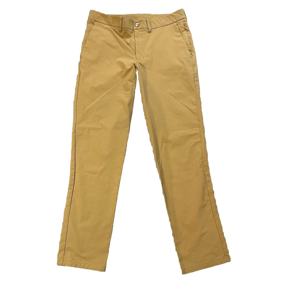 CRAZ Yoga Tech Chino Pants Mens 34 Mustard Gold Travel Golf Straight Leg Stretch
